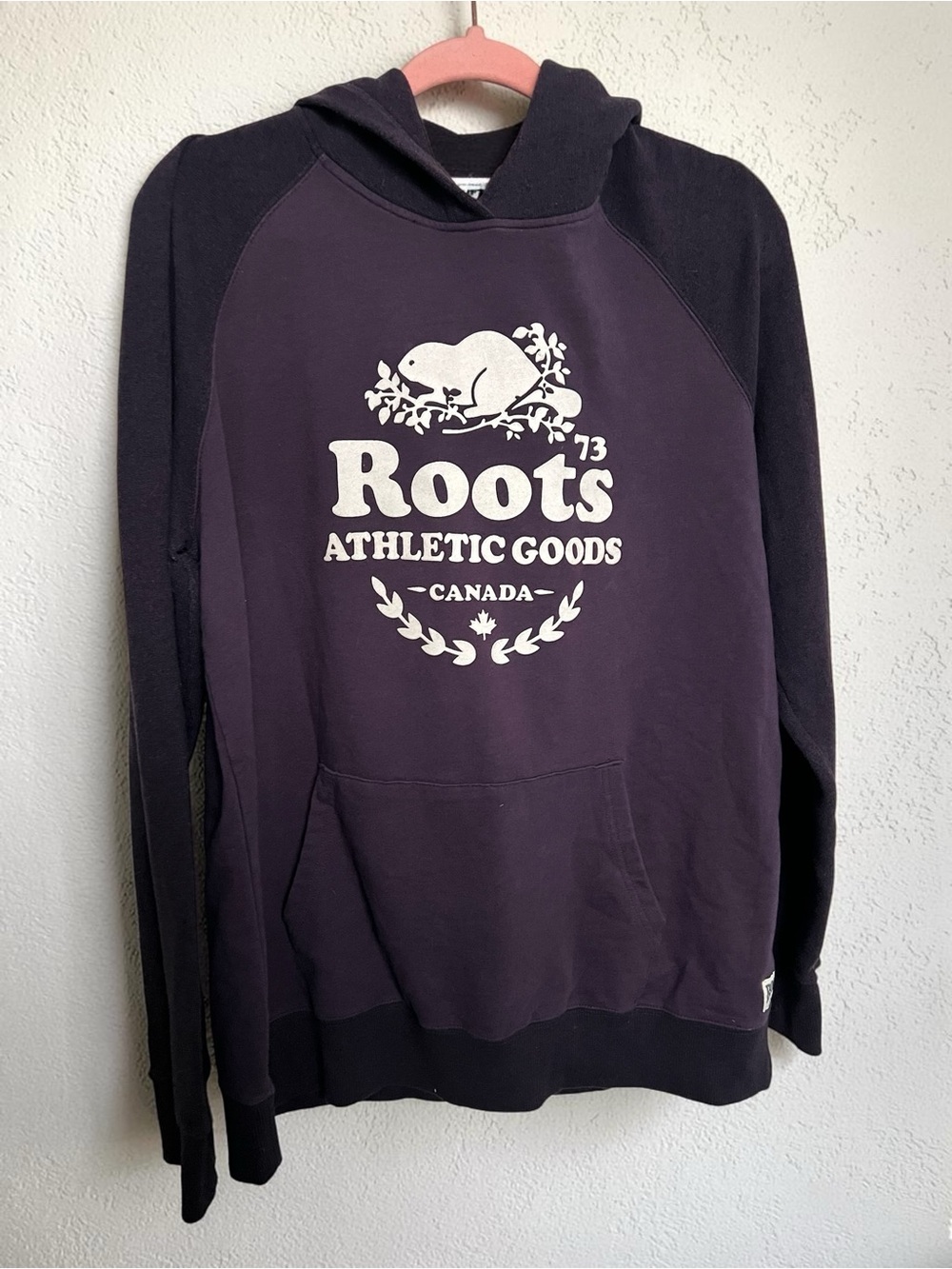 Roots Athletic Goods Canada Purple Pullover Hoodie Kangaroo Pocket XL